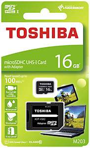 16Gb Toshiba MicroSDHC UHS-I class10 (SD адаптер)