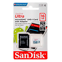 16Gb SanDisk MicroSDHC Class 10 Ultra (SD адаптер)